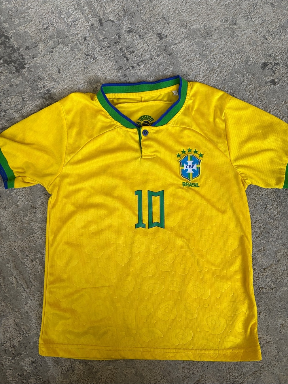 Kids Yellow Brazil-Inspired Soccer Jersey with Number 10